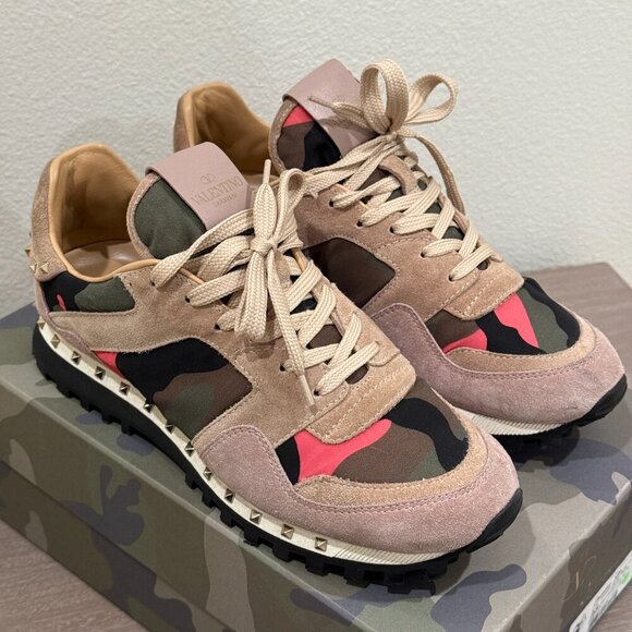 VALENTINO GARAVANI ROCKSTUD CAMO TRAINER WOMAN SNEAKER - Picture 2 of 7